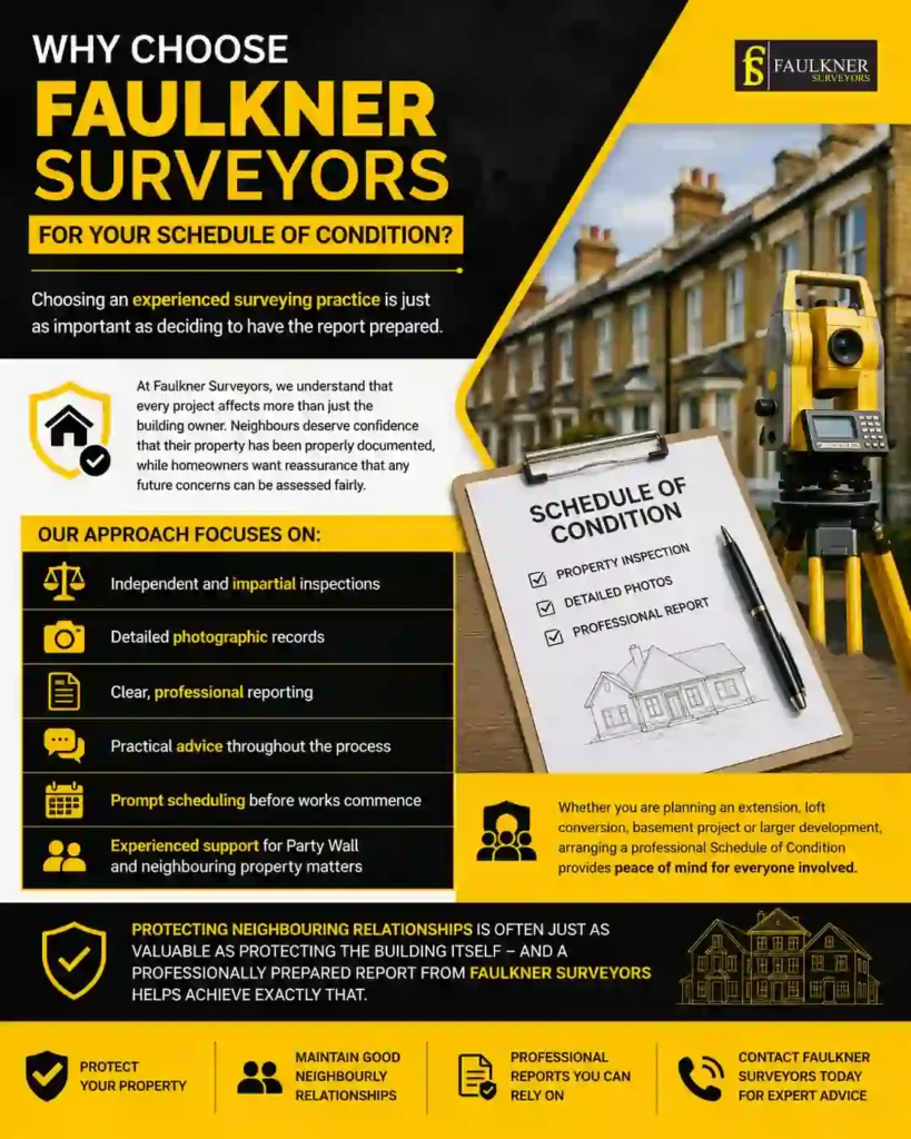 Schedule of Condition: What It Is and Why It Protects Both Neighbours 3 Why Choose Faulkner Surveyors for Your Schedule of Condition Fleet?